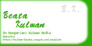 beata kulman business card